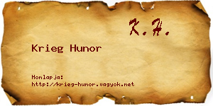 Krieg Hunor névjegykártya